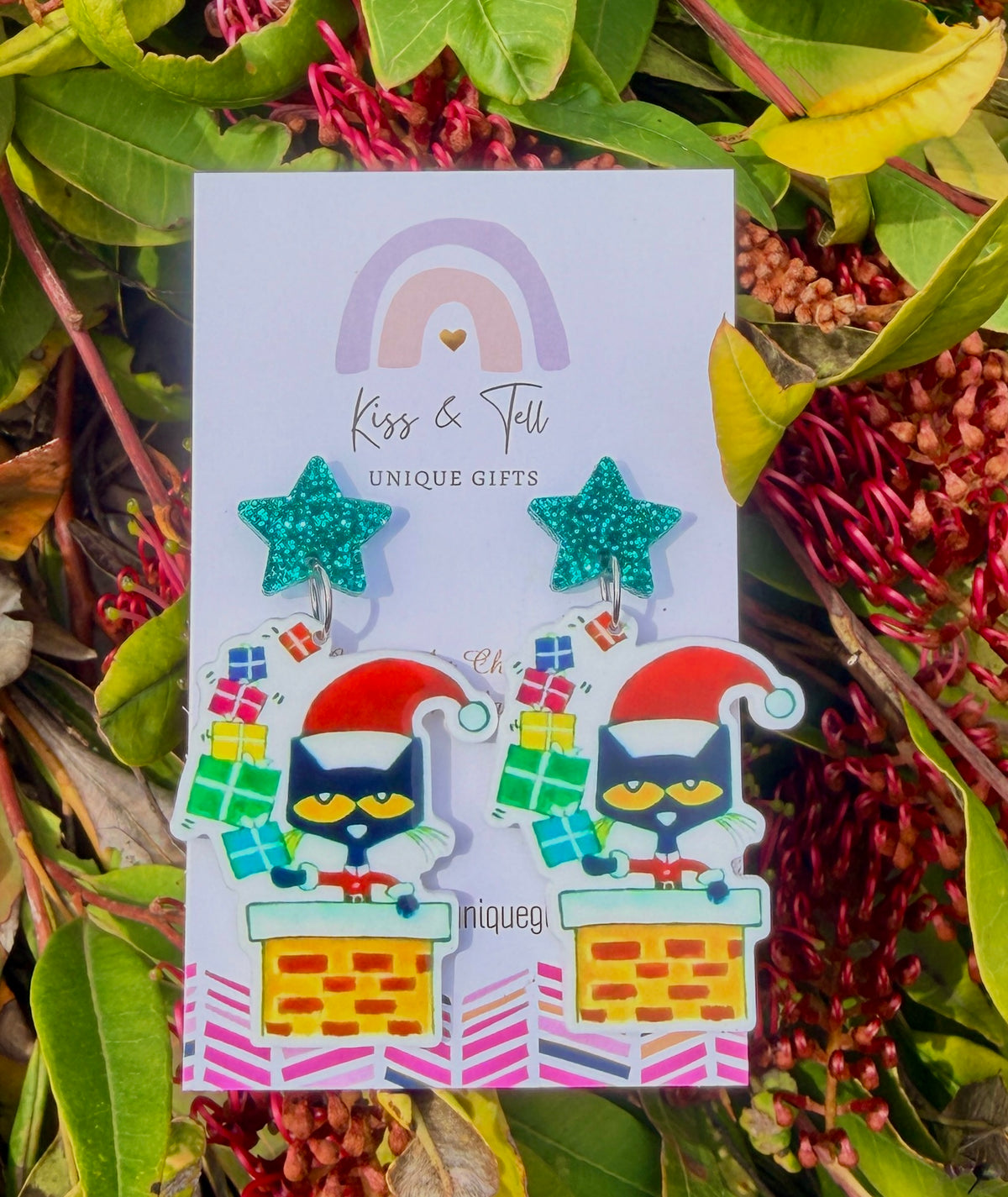 Pete The Cat Book Christmas Dangle Earrings