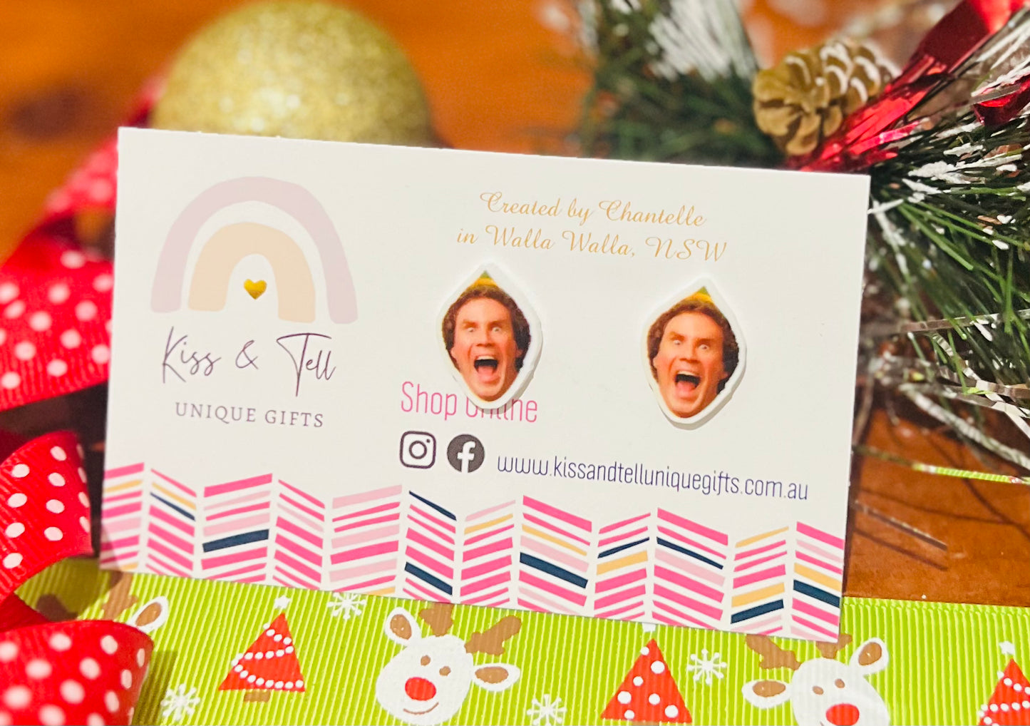 * LAST ONE * Buddy Elf Face Stud Earrings