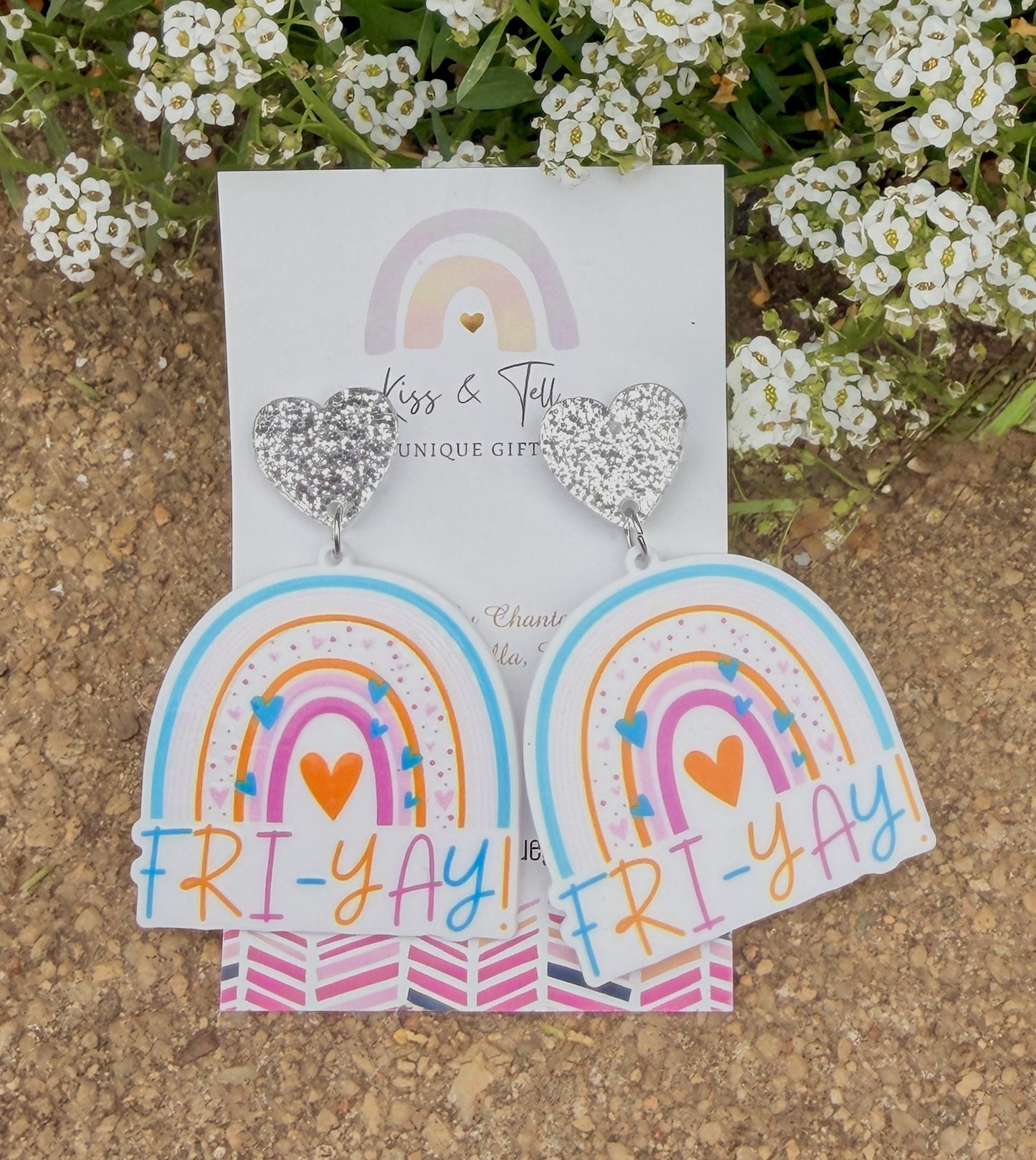 Rainbow "FRIYAY" Dangle Earrings