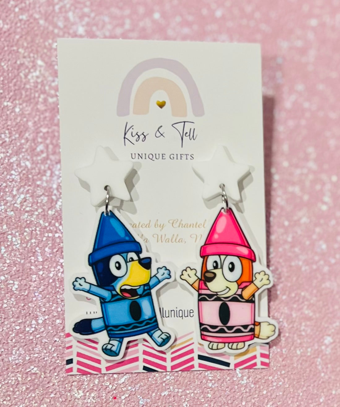 Bluey & Bingo Crayons Dangle Earrings