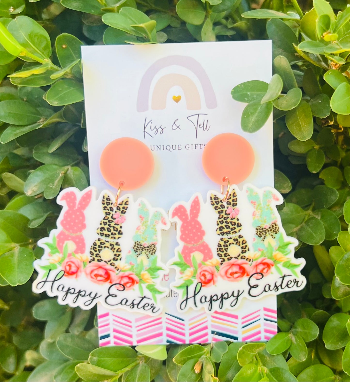 Happy Easter Bunnies Dangle Earrings