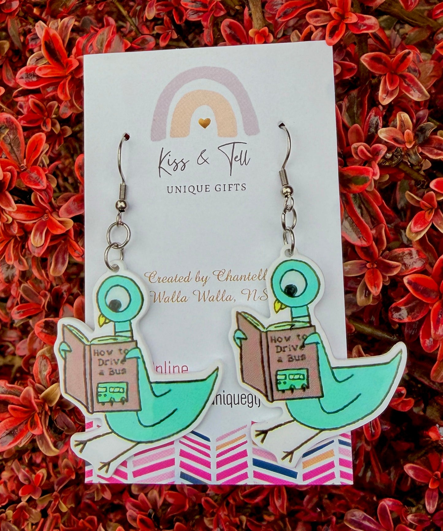 Pigeon Book Dangle Earrings