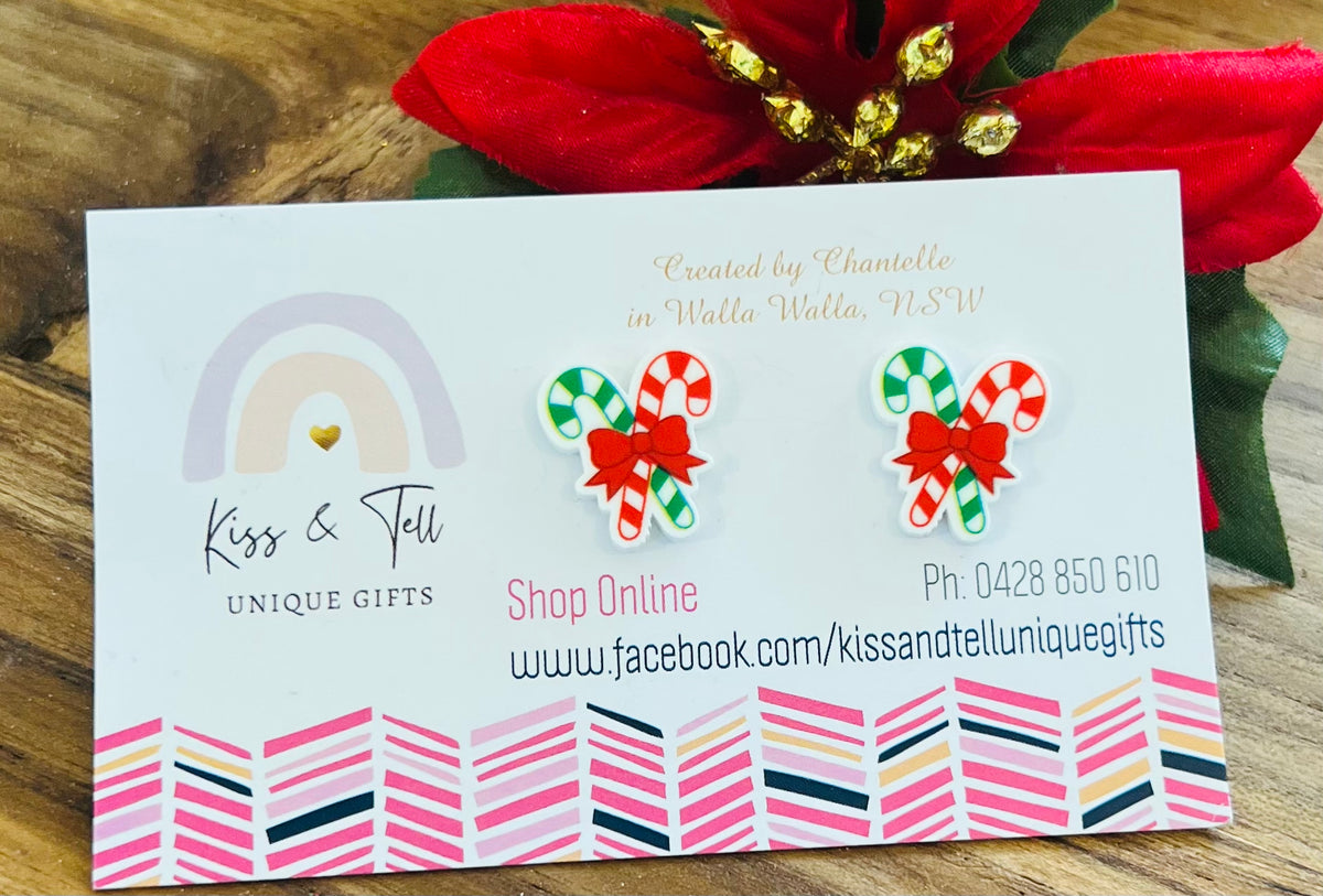 * LAST ONE * Candy Cane Stud Earrings