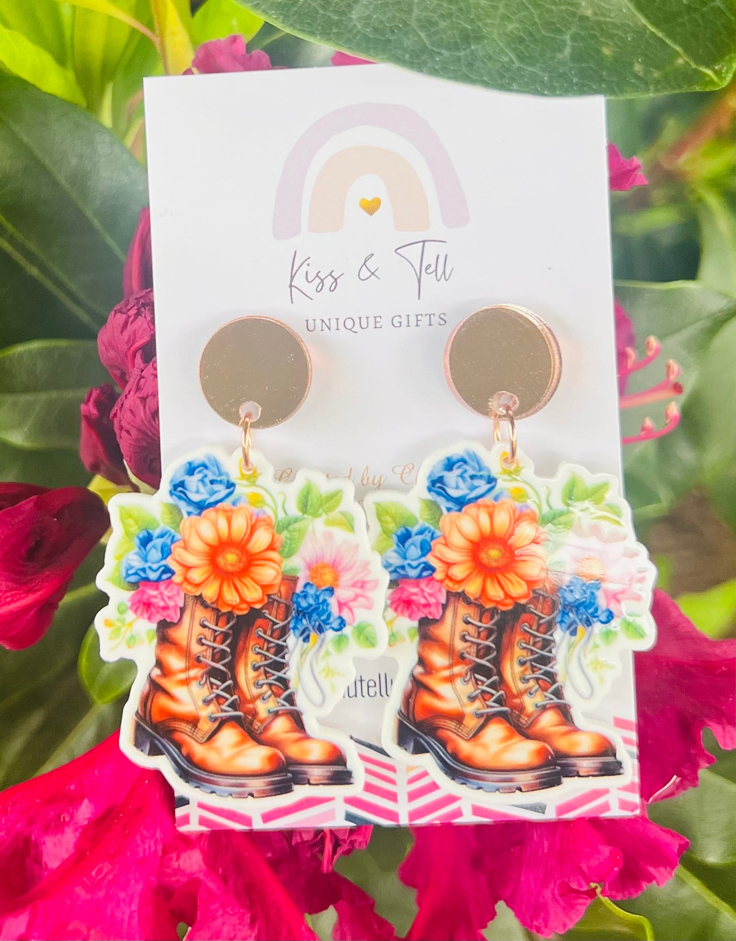 Floral Boots Dangle Earrings