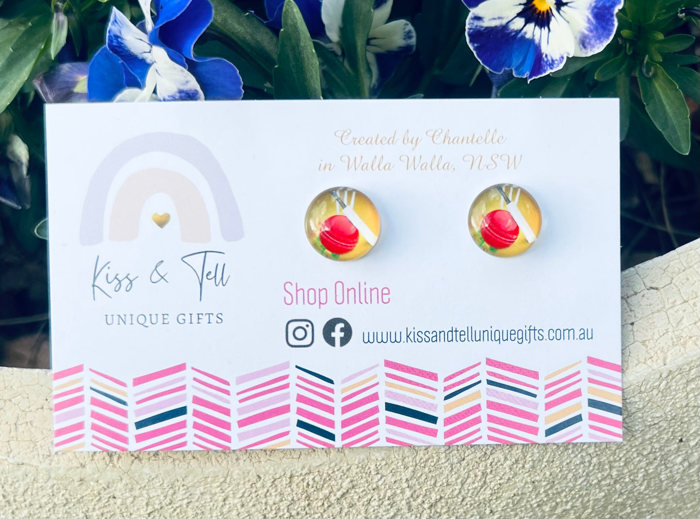 * SALE * Cricket Set Glass Stud Earrings
