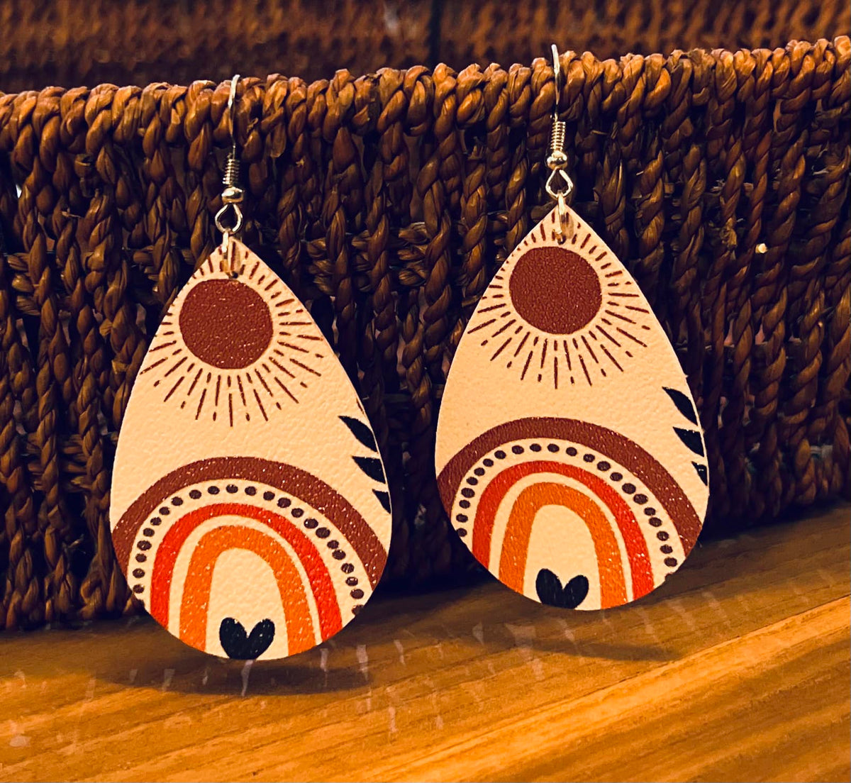 Rainbow Faux Leather Dangle Earrings