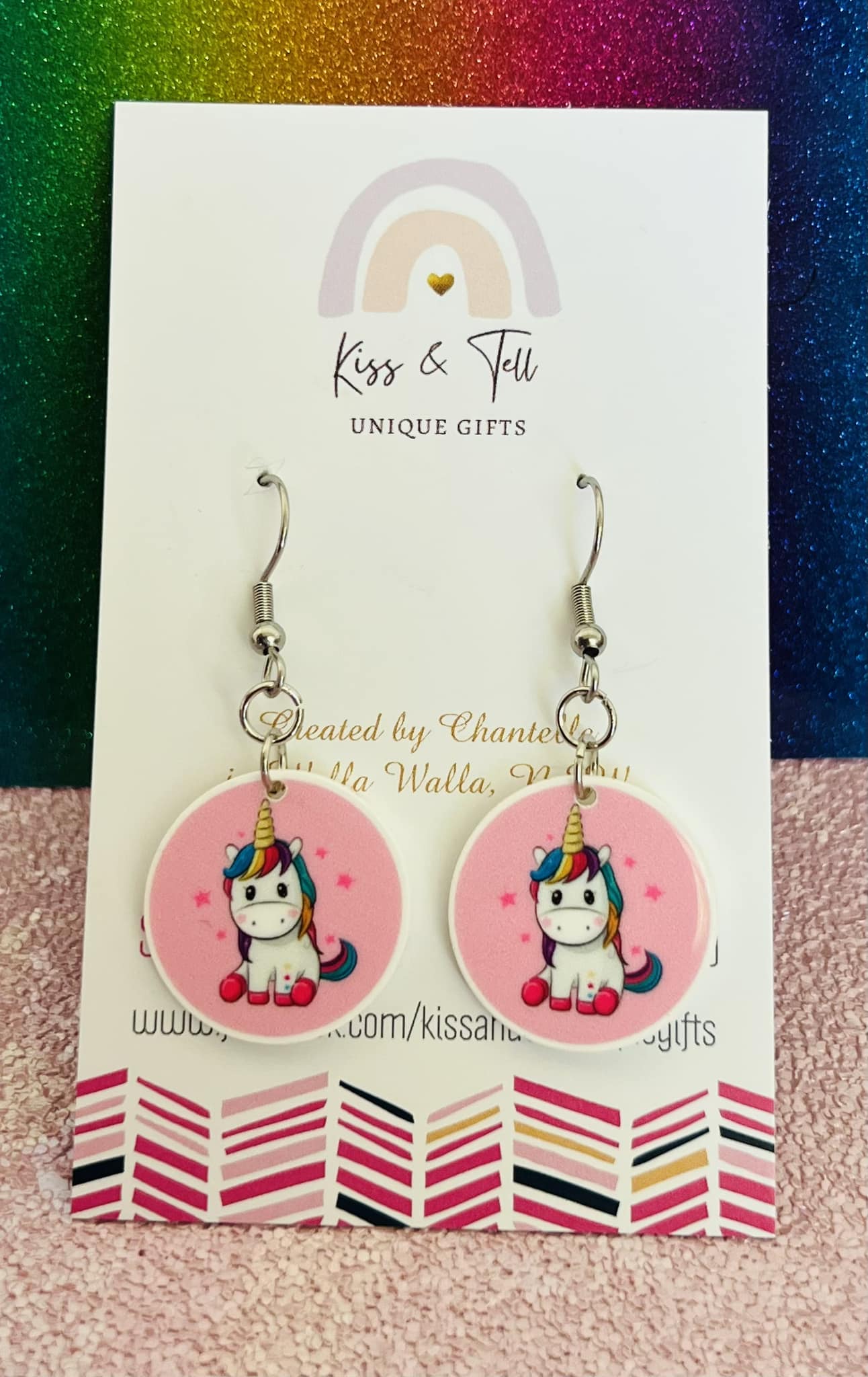 Unicorn Circle (Small) Dangle Earrings