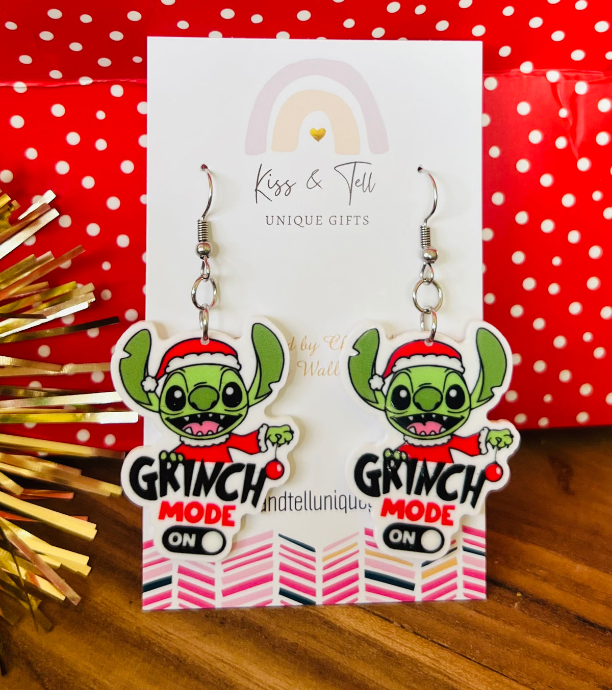* SALE * Stitch ‘Grinch Mode’ Dangle Earrings