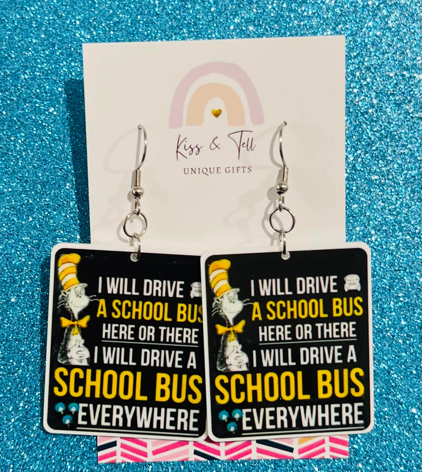 Seuss Bus Driver Statement Dangle Earrings