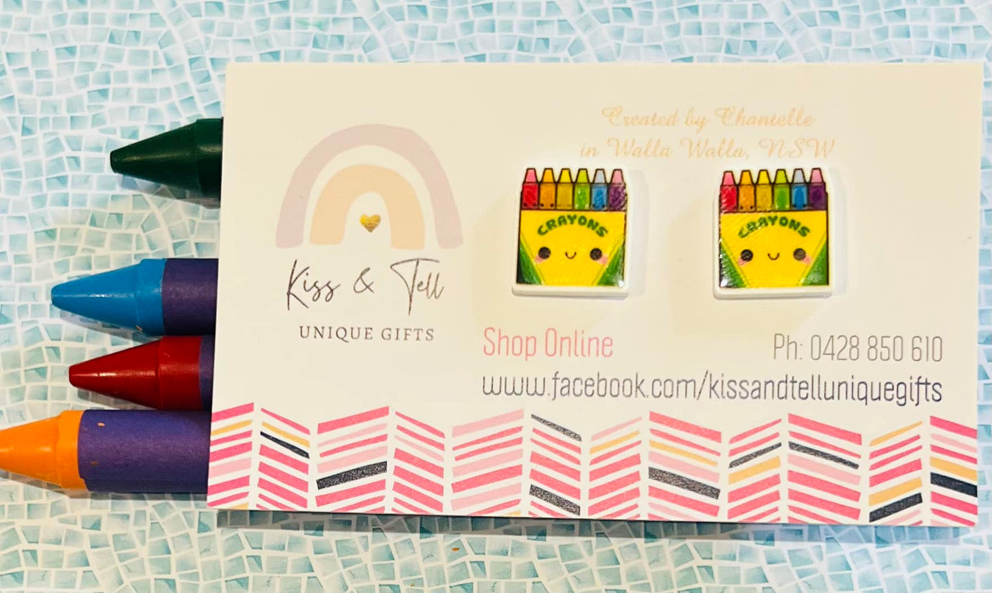 * SALE * Crayons Packet Stud Earrings