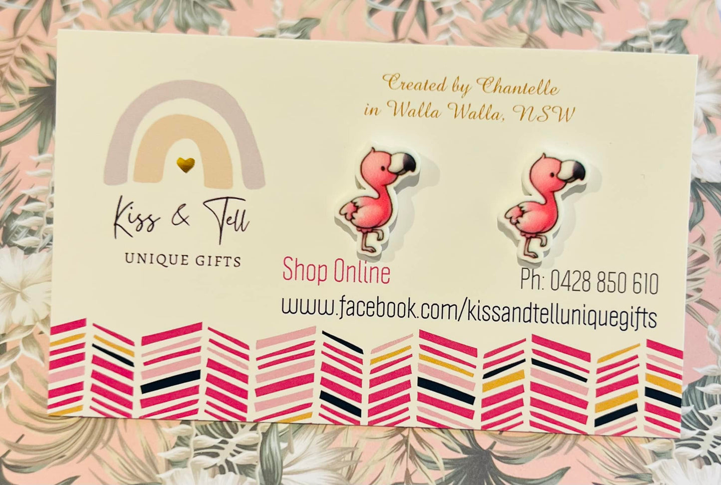 * SALE * Pretty Pink Flamingo Stud Earrings