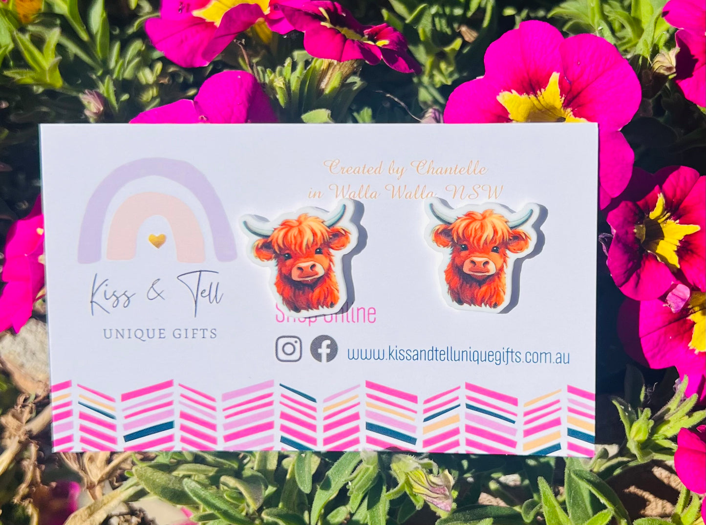 Pretty Highland Cow Stud Earrings