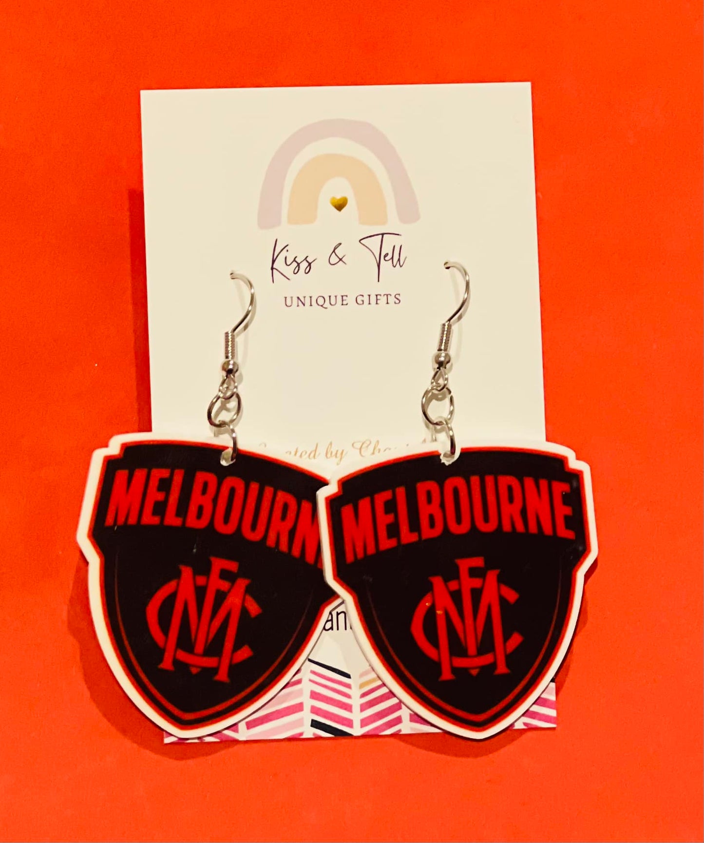 AFL Melbourne Demons Team Dangle Earrings