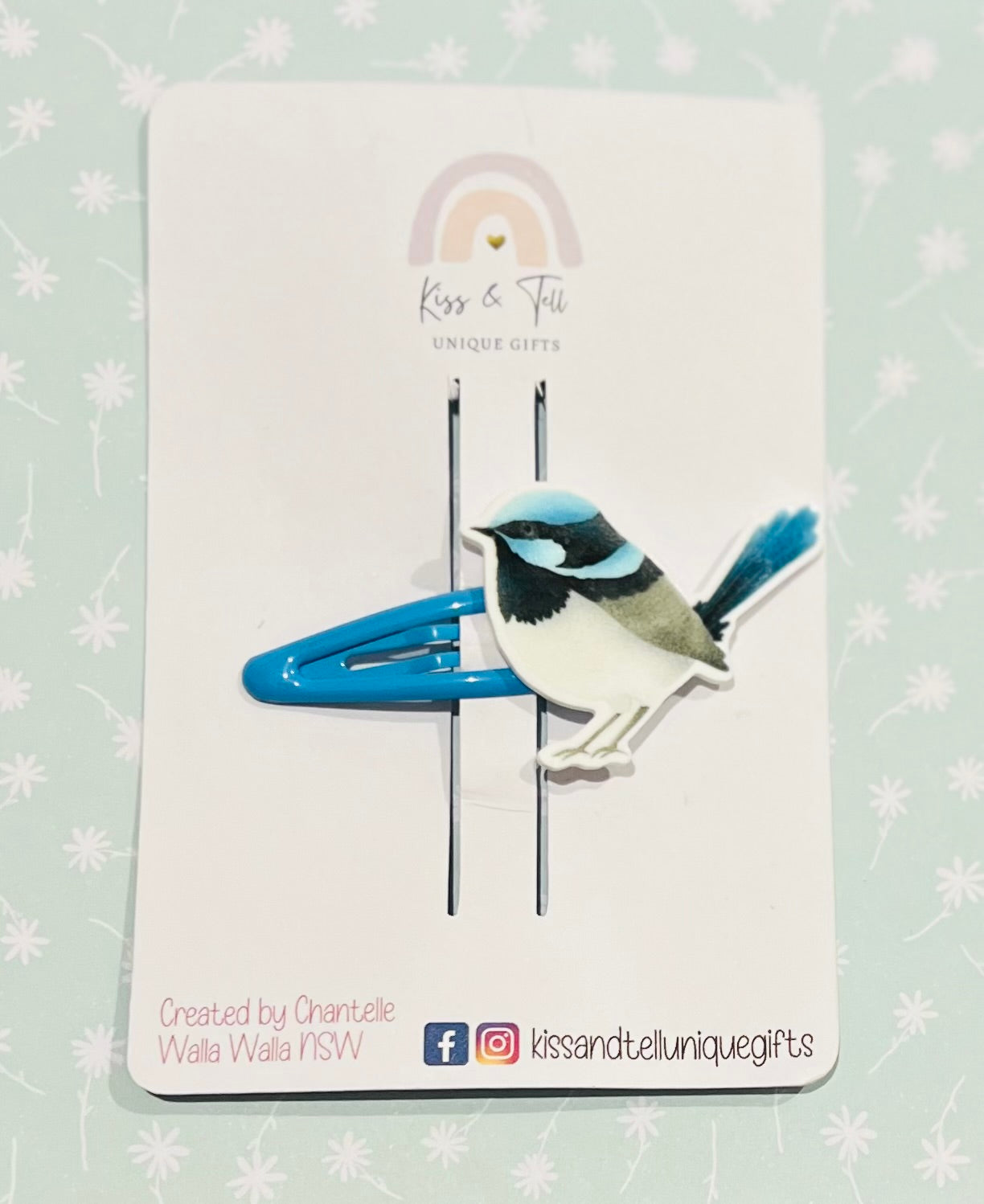 Blue Wren Bird Hair Clip