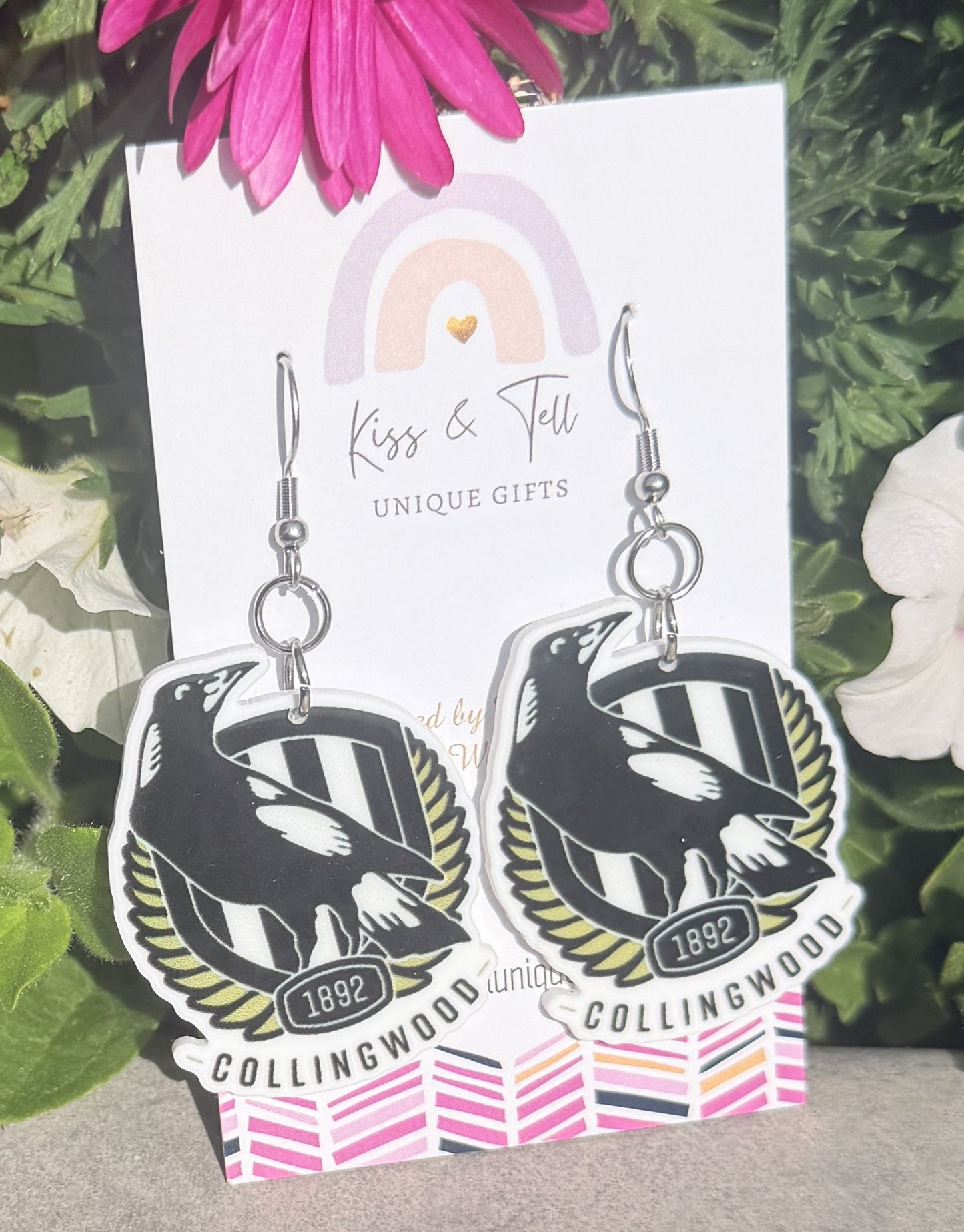 AFL Magpies Team Dangle Earrings
