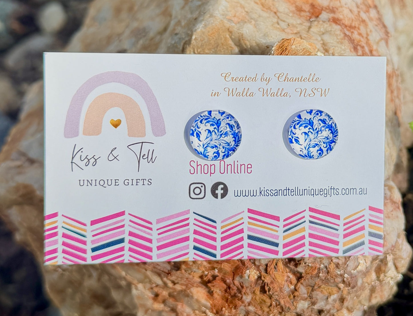 Blue Pattern Glass Earrings