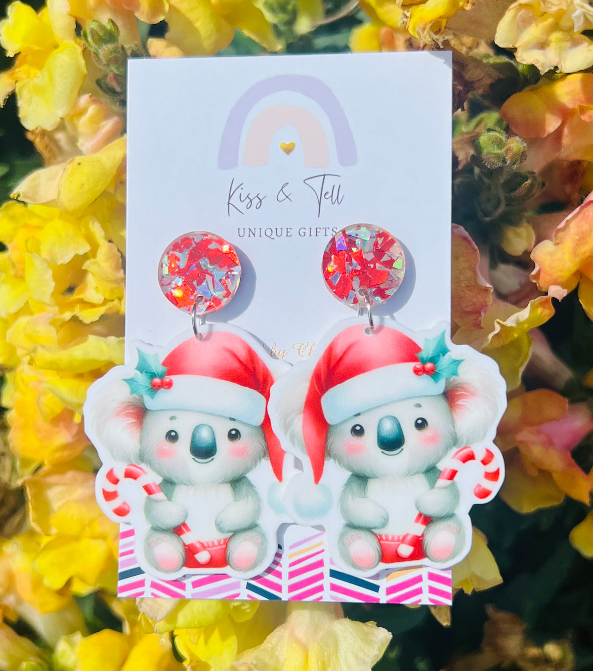 * LAST ONE * Candy Cane Koala Dangle Earrings