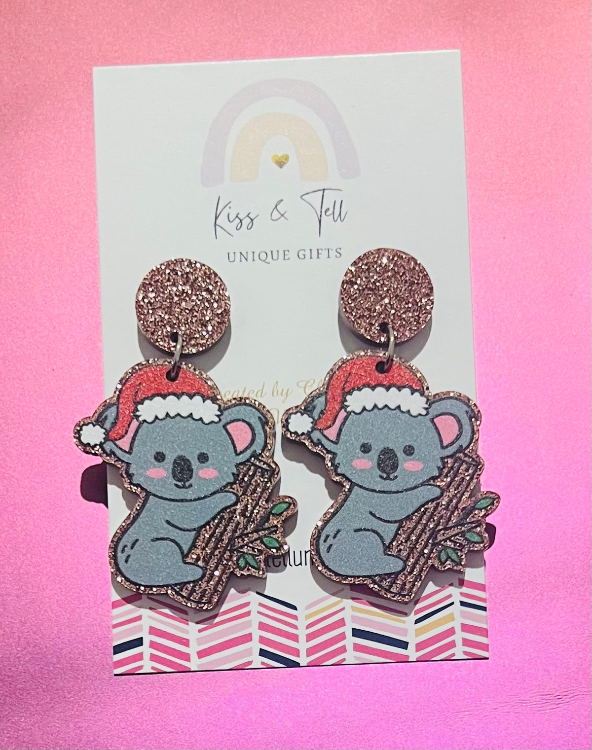 * SALE * Christmas Koala Acrylic Dangle Earrings