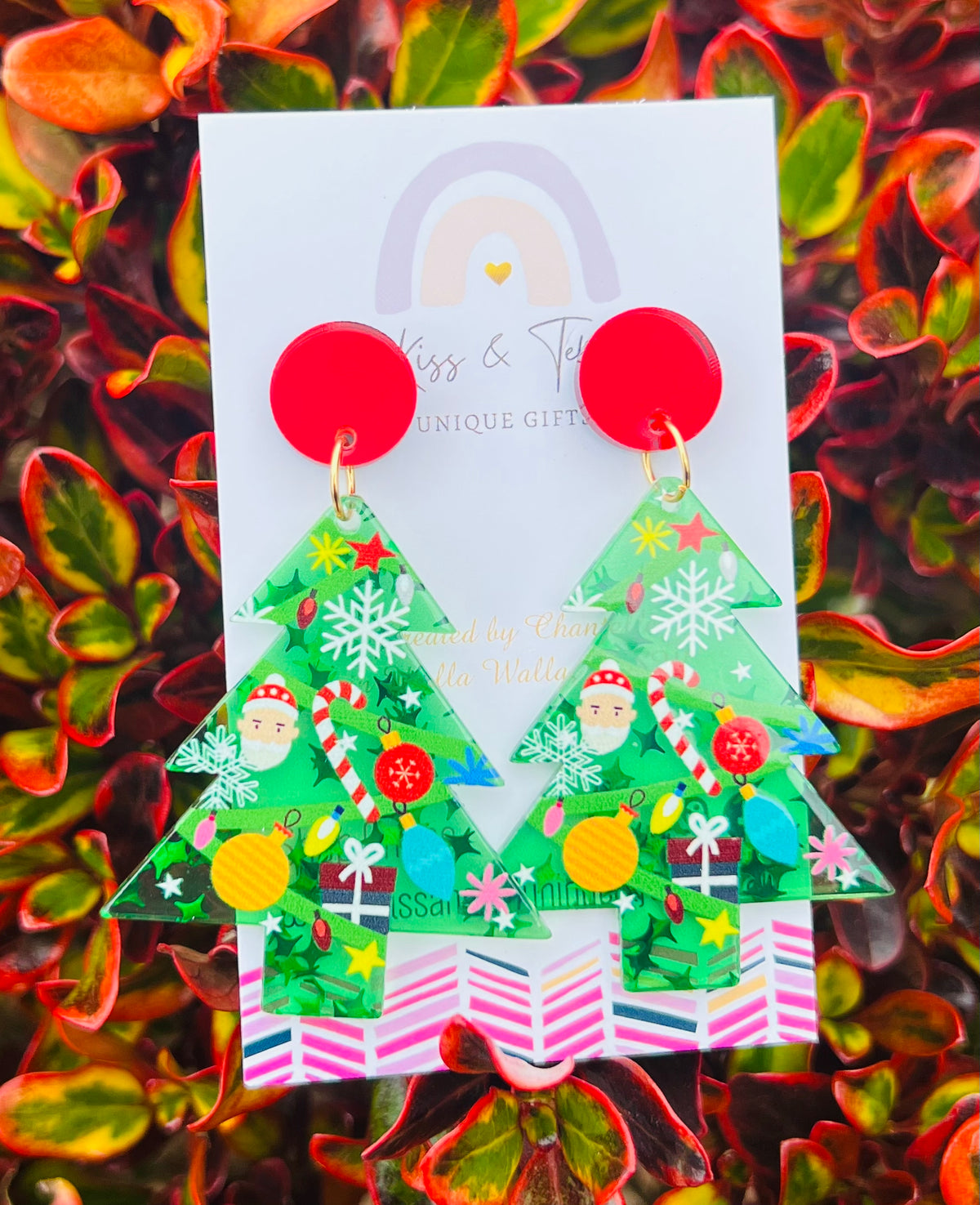 Large Christmas Tree Dangle Earrings