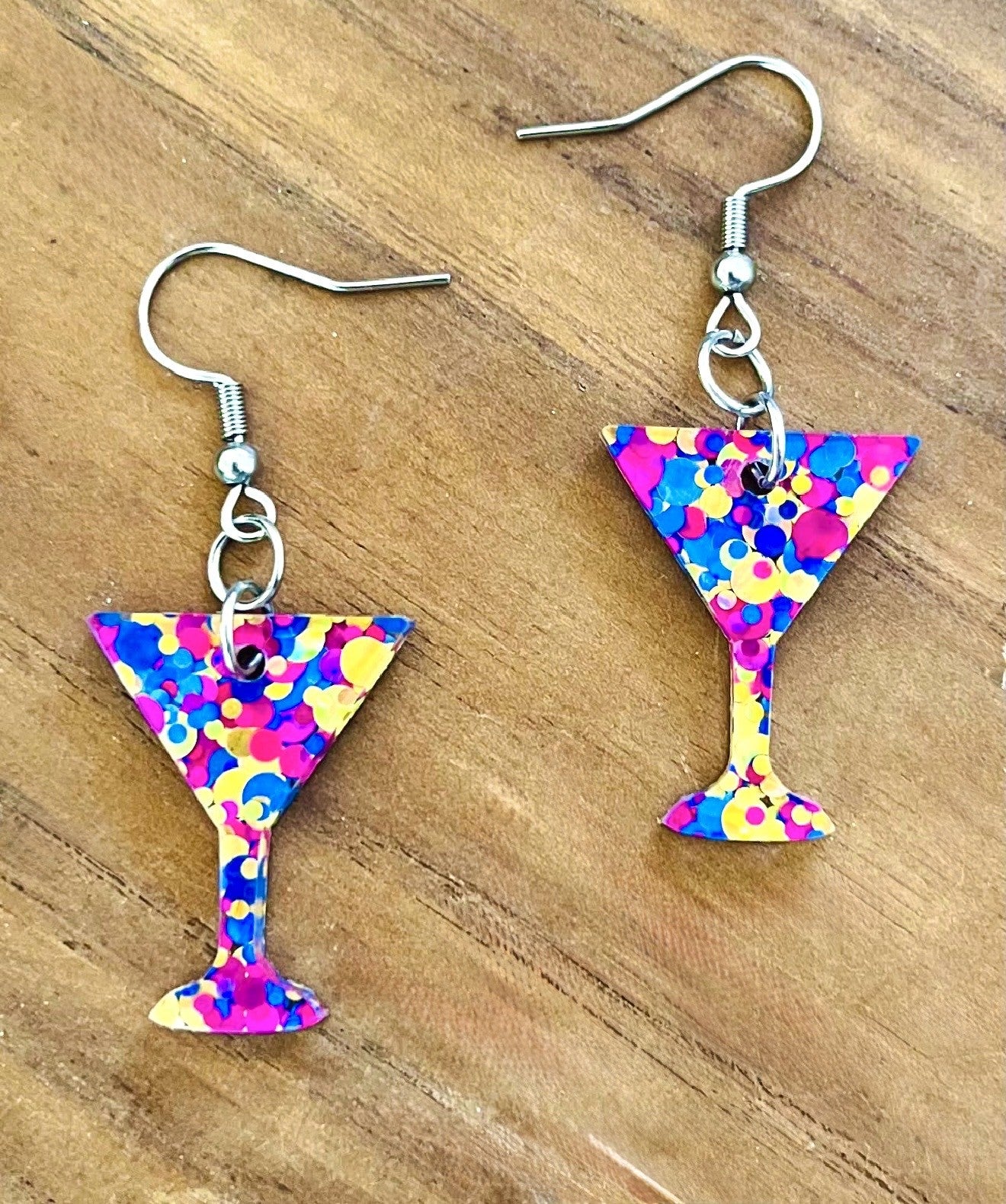 Confetti Glitter Martini Glass Earrings
