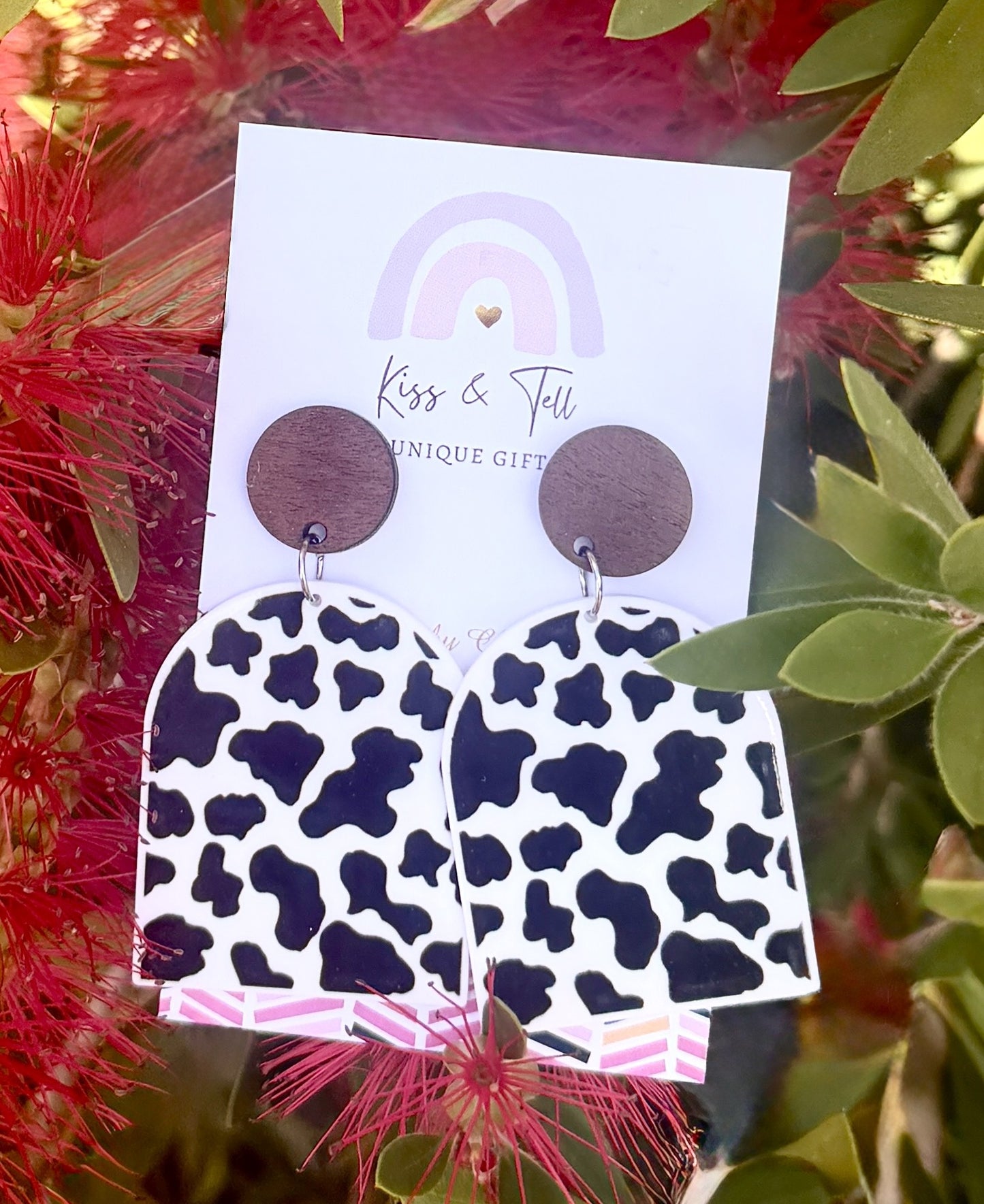 Cow-Print Arch Dangle Earrings
