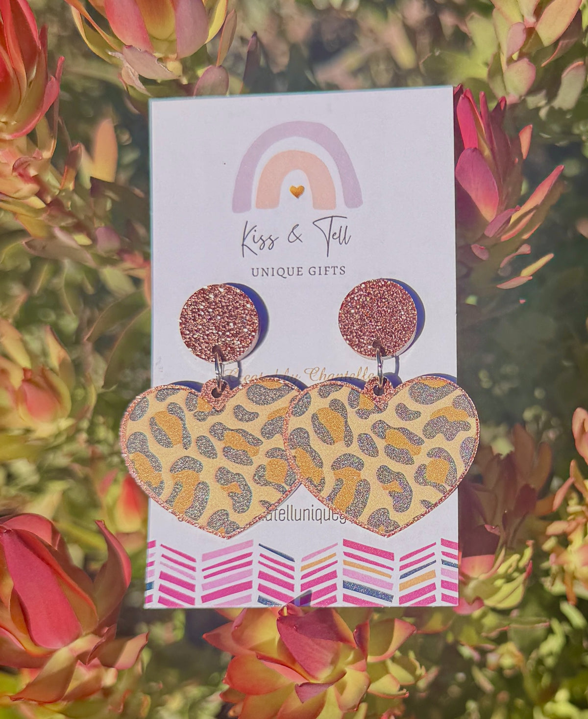 * SALE * Leopard Print Heart Dangle Earrings