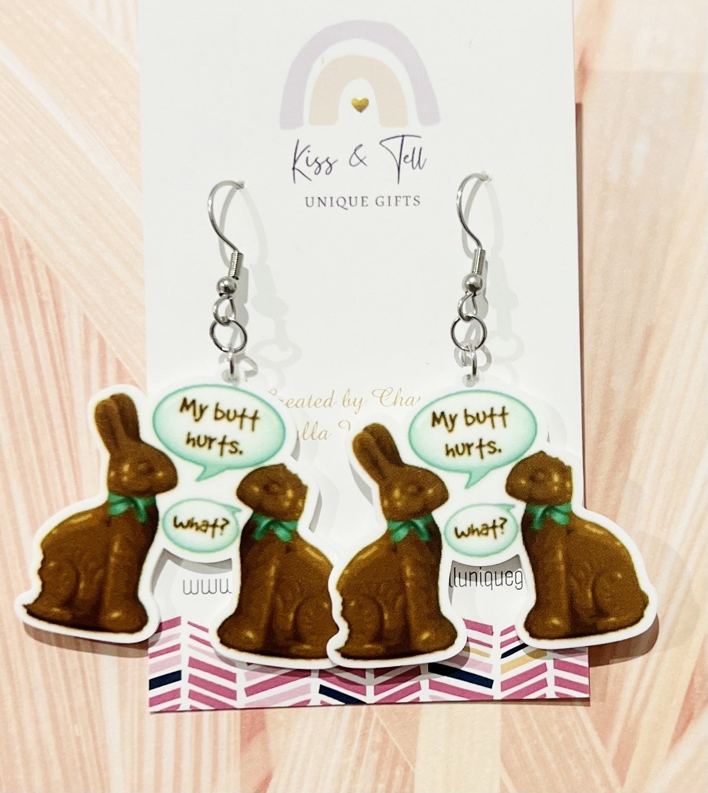 * SALE * Funny Chocolate Bunny Earrings