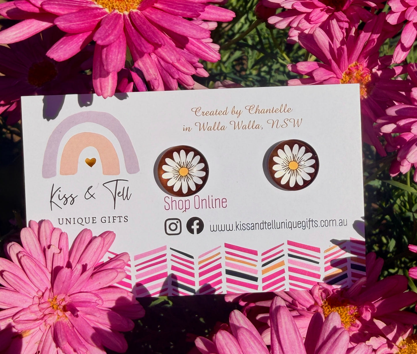 Daisy Flower Glass Stud Earrings