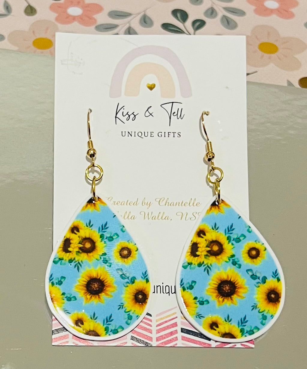 Sunflower Gold-Drop Earrings
