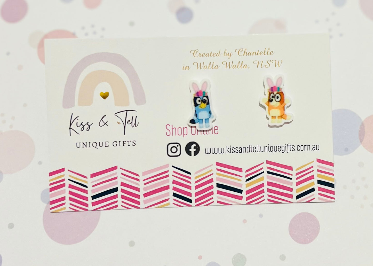 Easter Bluey & Bingo Stud Earrings
