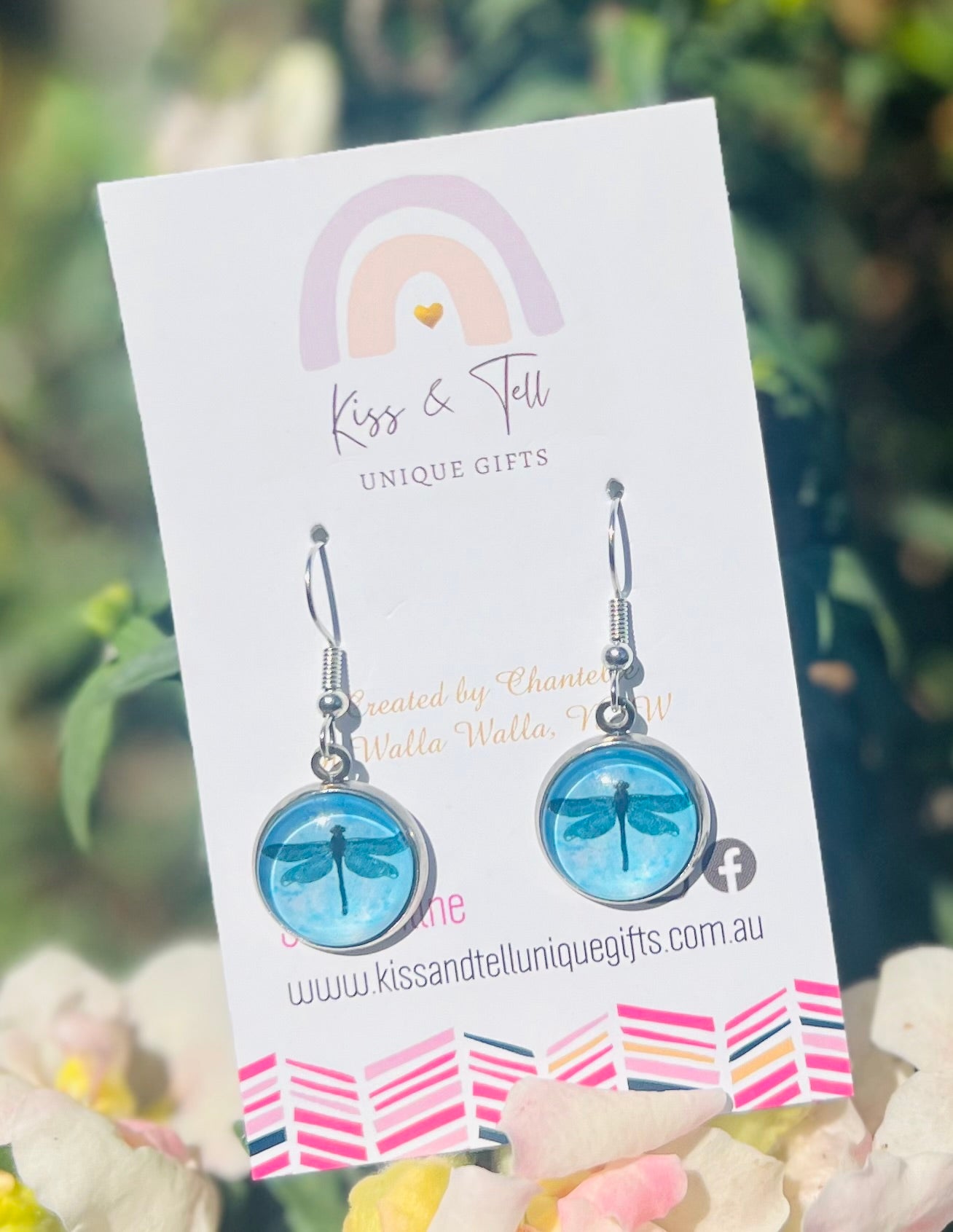 Blue Dragonfly Glass Earrings
