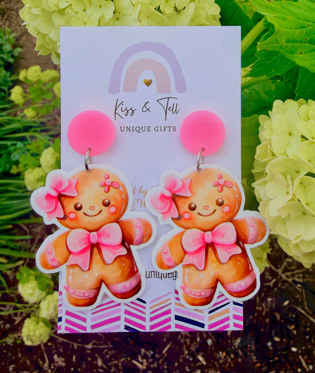 NEW Pink Gingerbread Dangle Earrings
