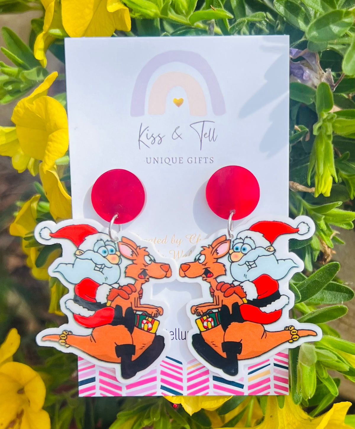 Aussie Santa Kangaroo Dangle Earrings