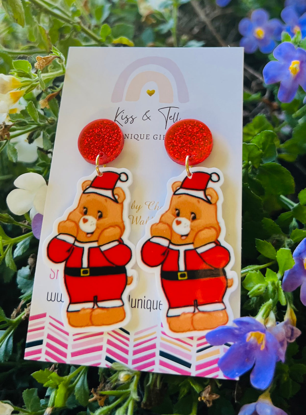 * SALE * Christmas Care Bear Earrings