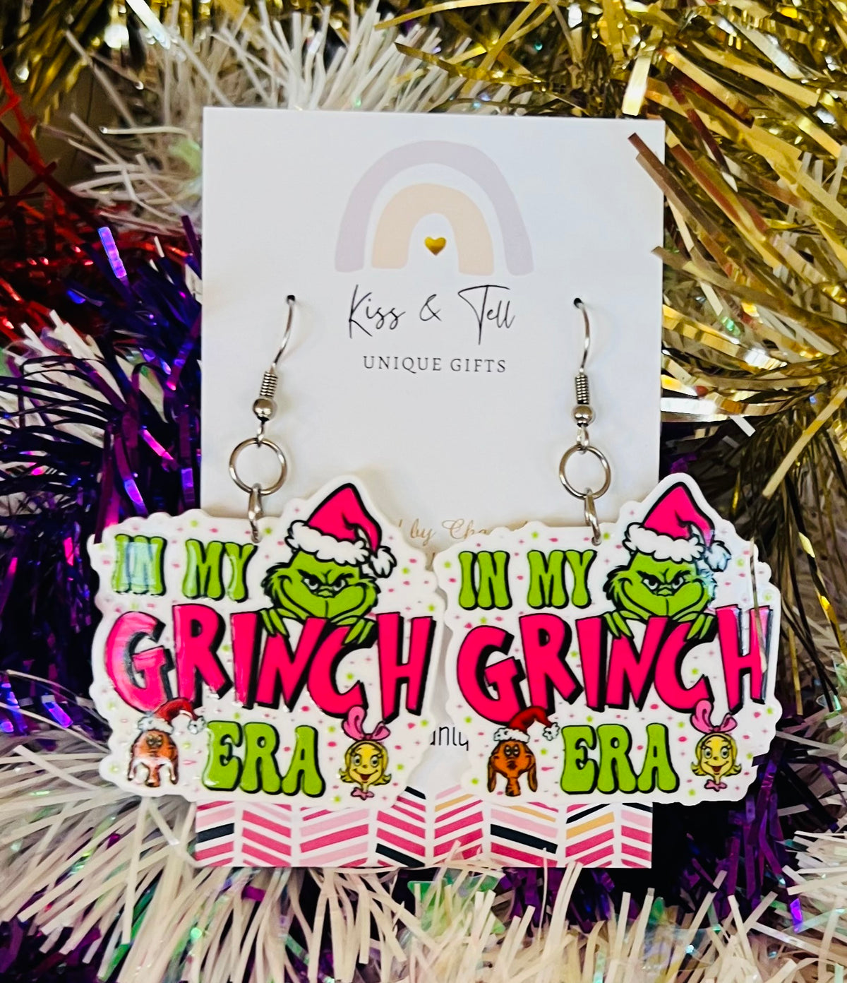 * SALE * Pink Grinch Era Dangle Earrings