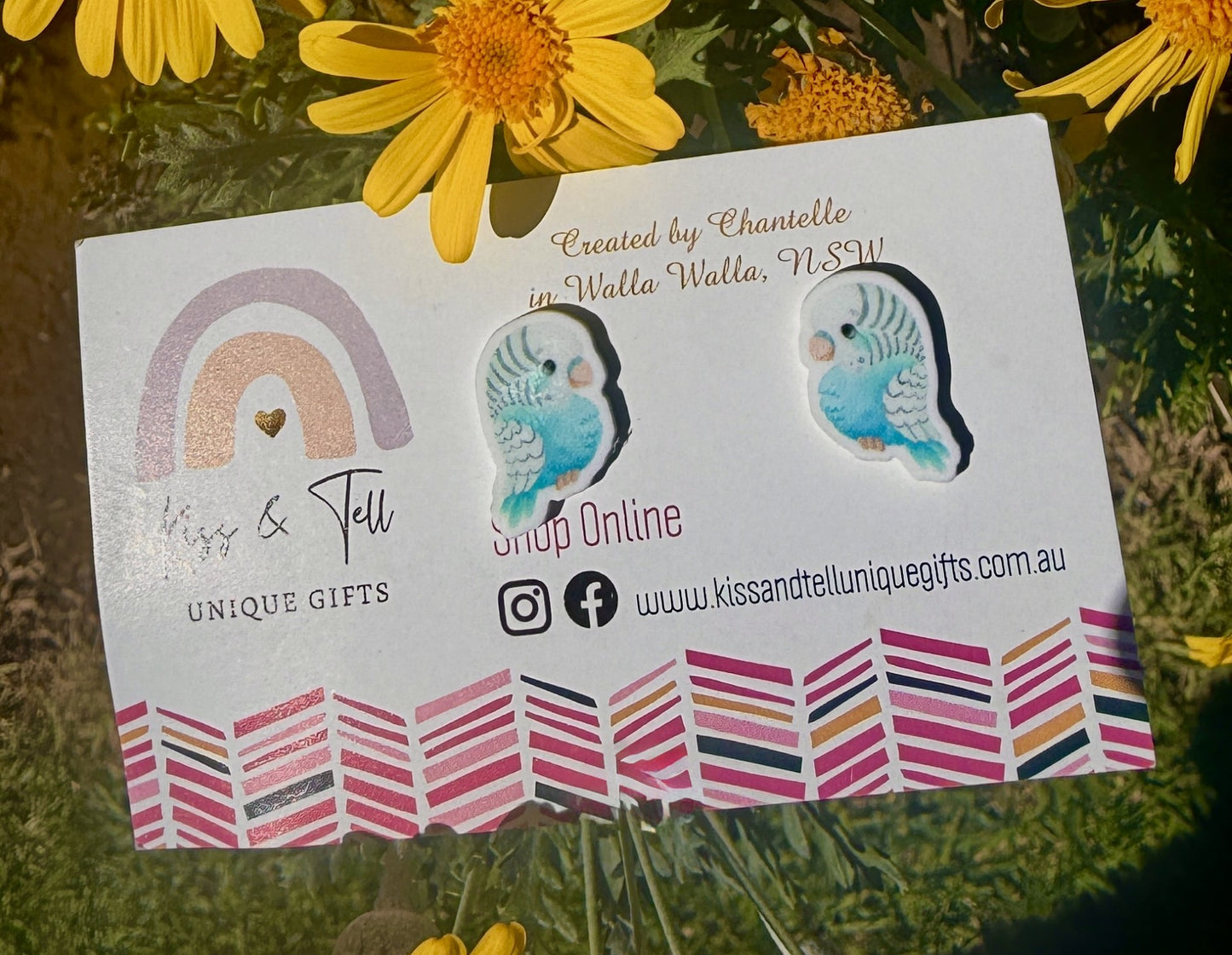 Cute Budgie Bird Stud Earrings