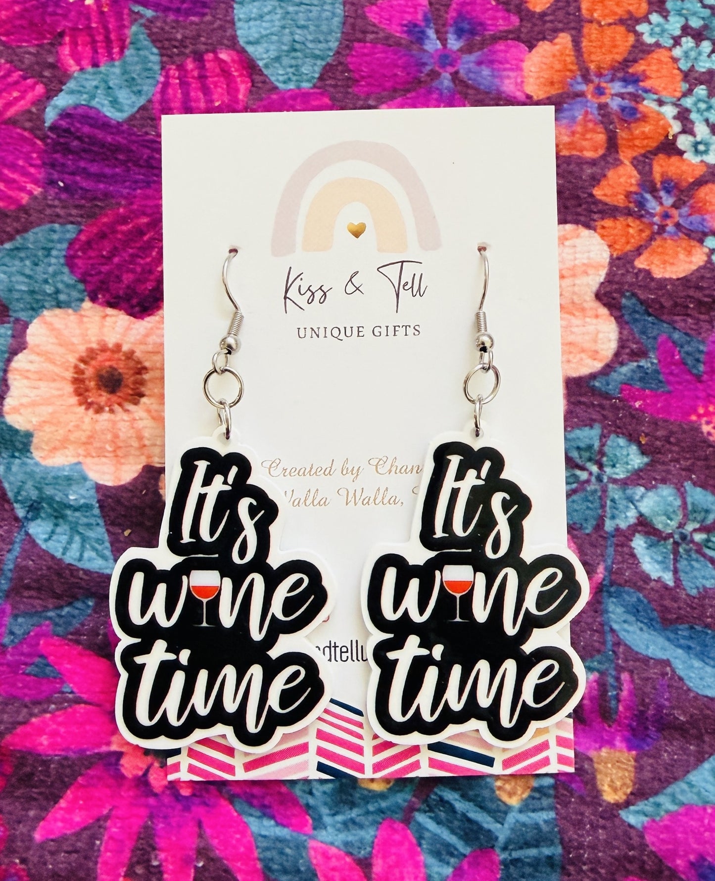 "It's Wine Time" Dangle Earrings