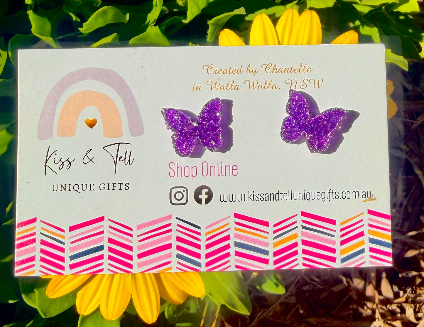 Glitter Butterfly Stud Earrings