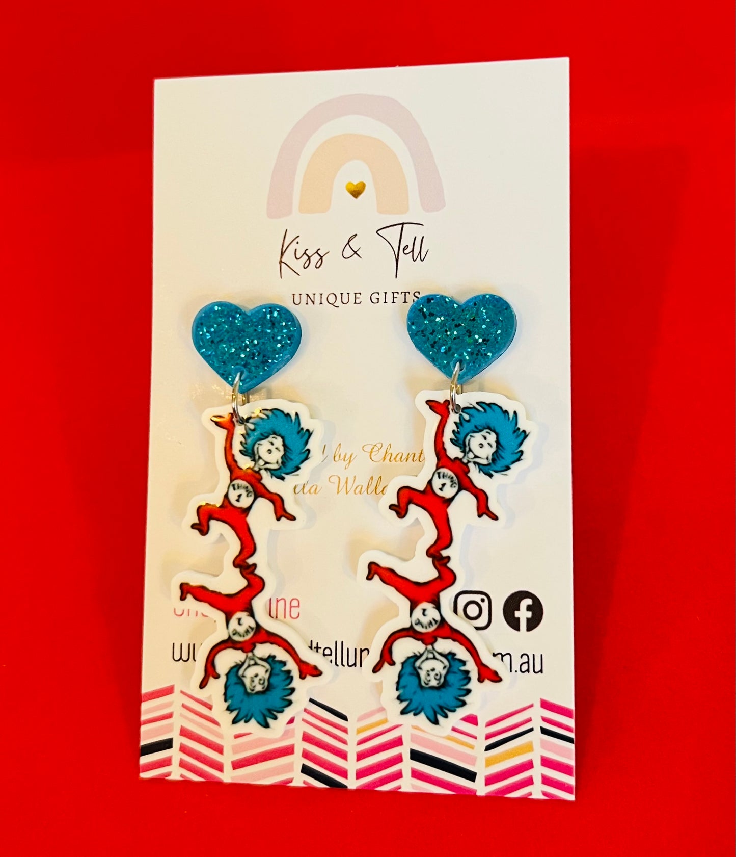 Seuss Thing 1 & Thing 2 Dangle Earrings
