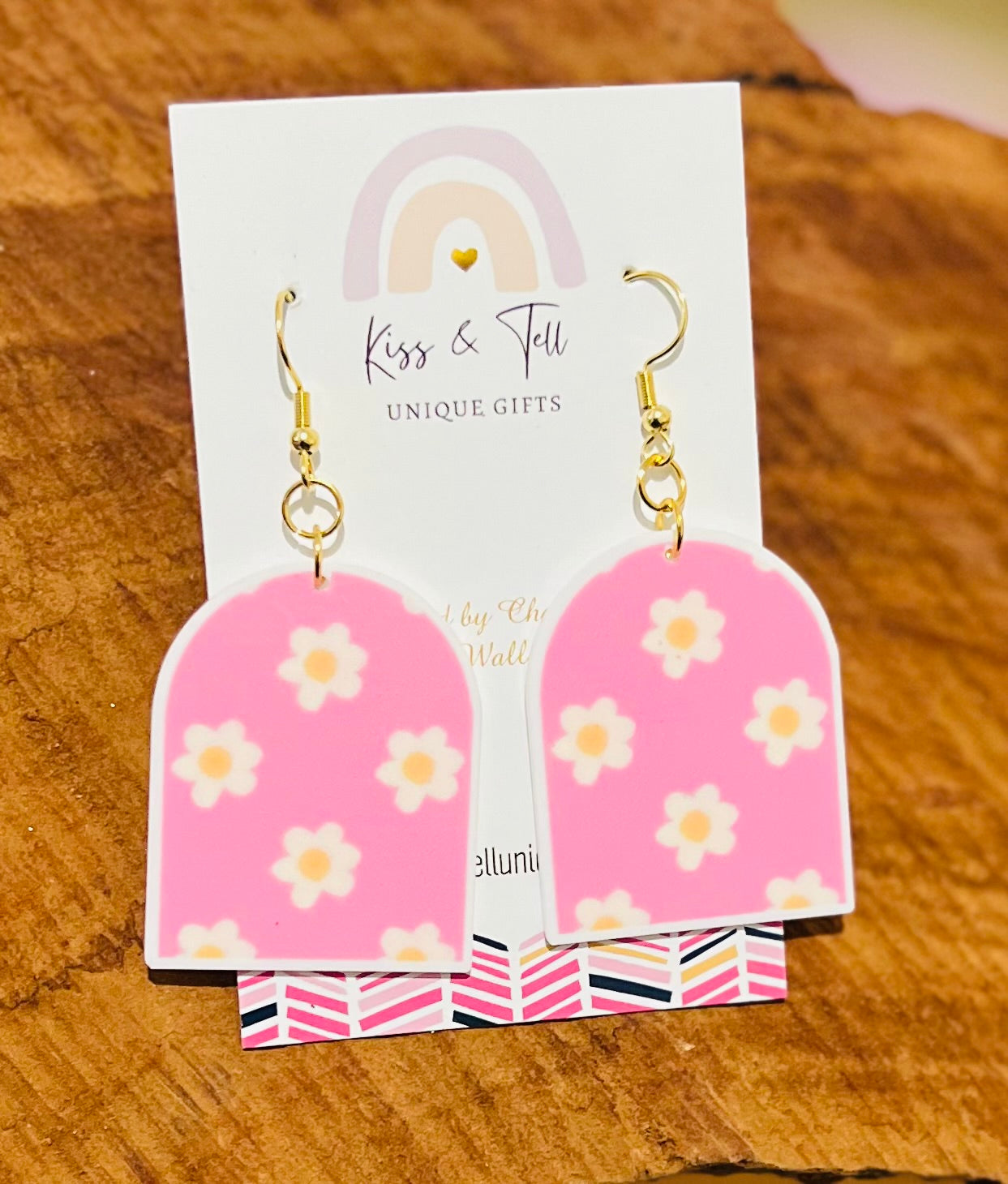 Pink Flower-Arch Dangle Earrings