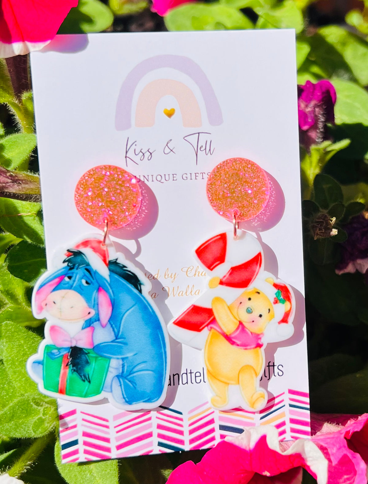 * SALE * Christmas Winnie & Eeyore Dangle Earrings