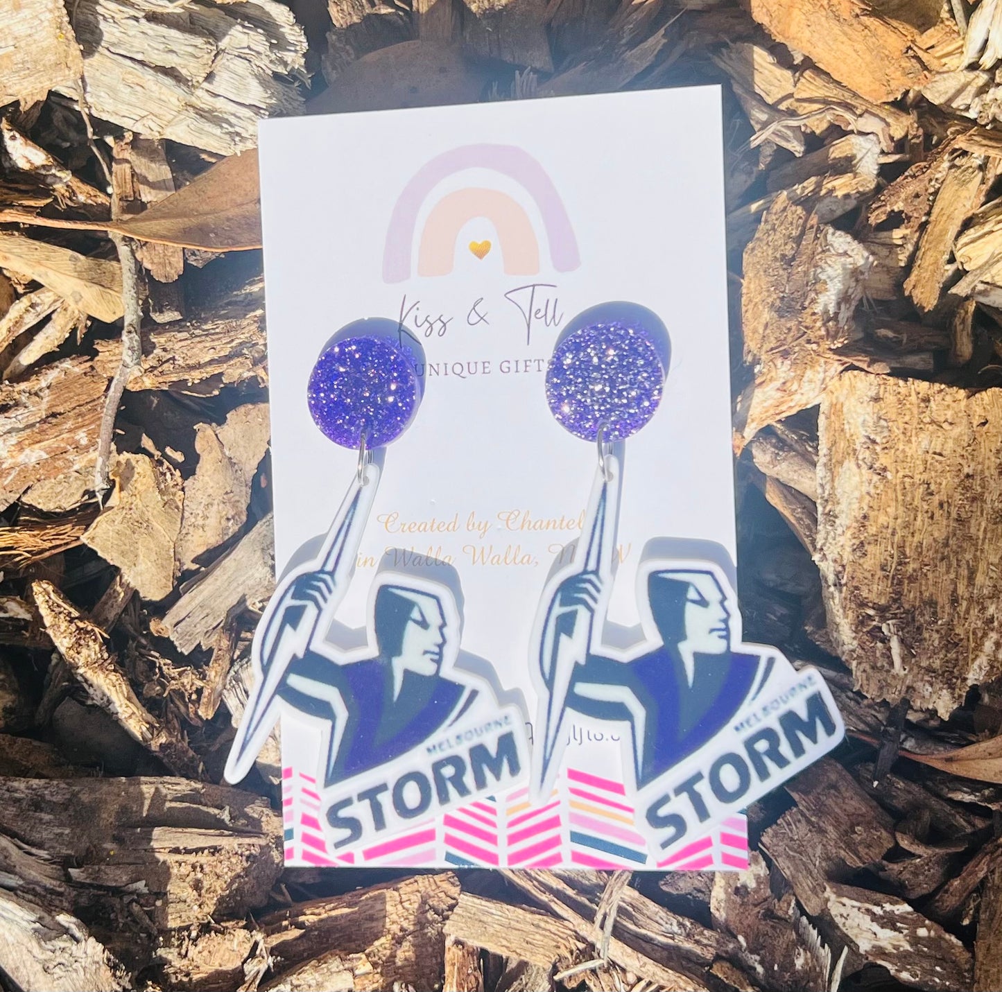 NRL Melbourne Storm Team Dangle Earrings