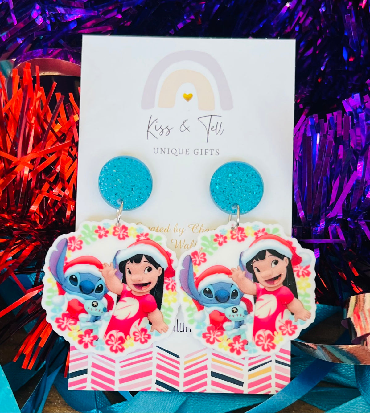 Christmas Lilo & Stitch Dangle Earrings