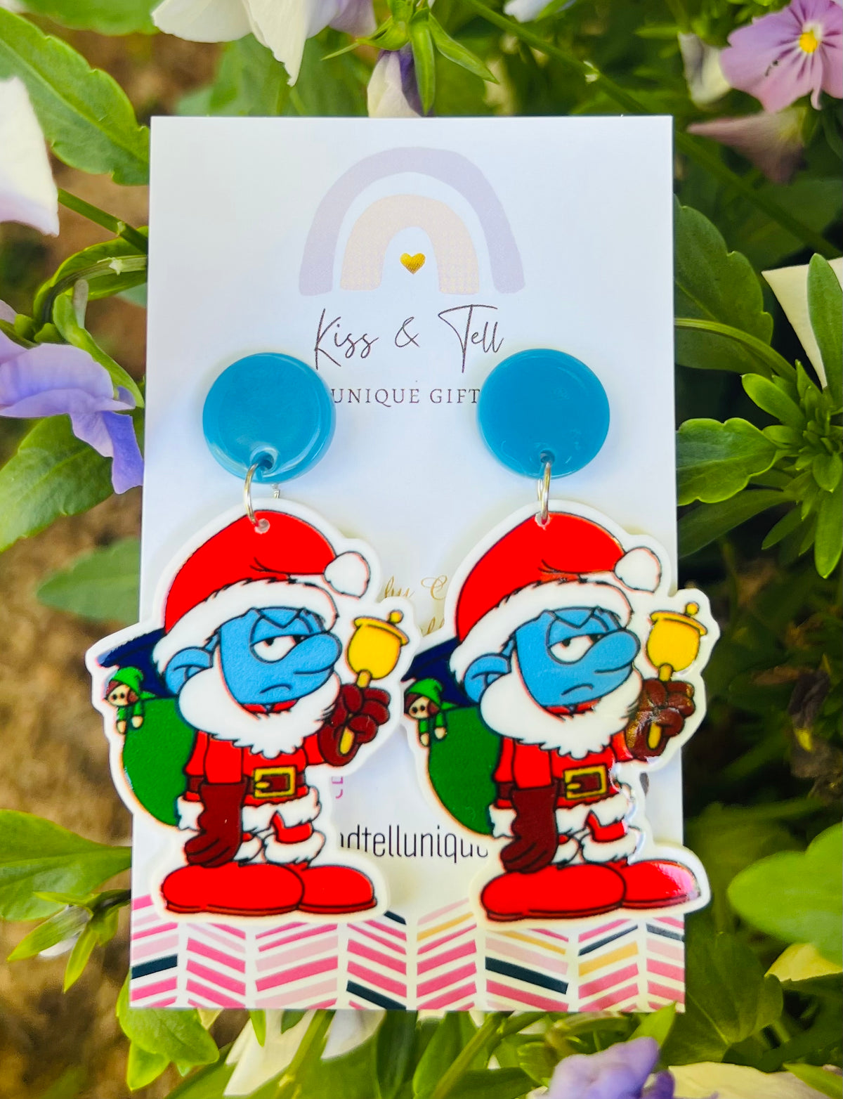 * SALE * Christmas Santa Smurf Dangle Earrings