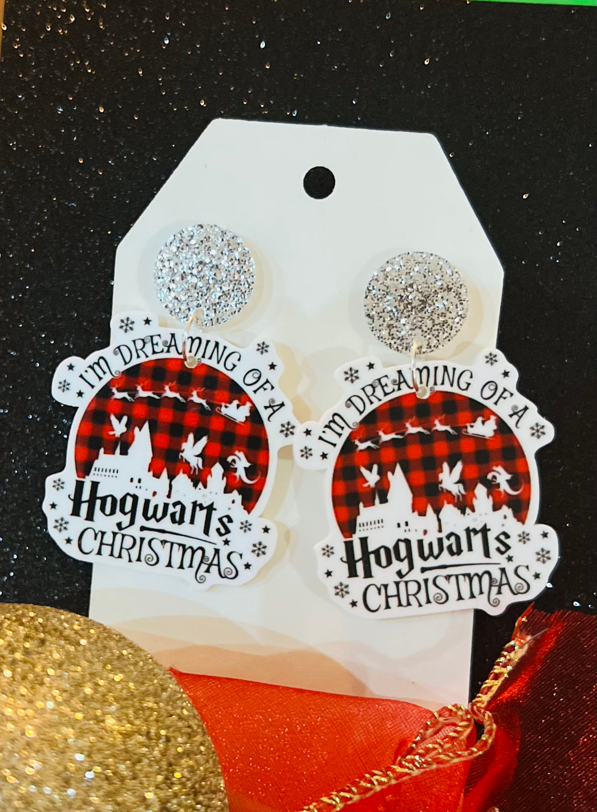* SALE * Hogwarts Christmas Dangle Earrings