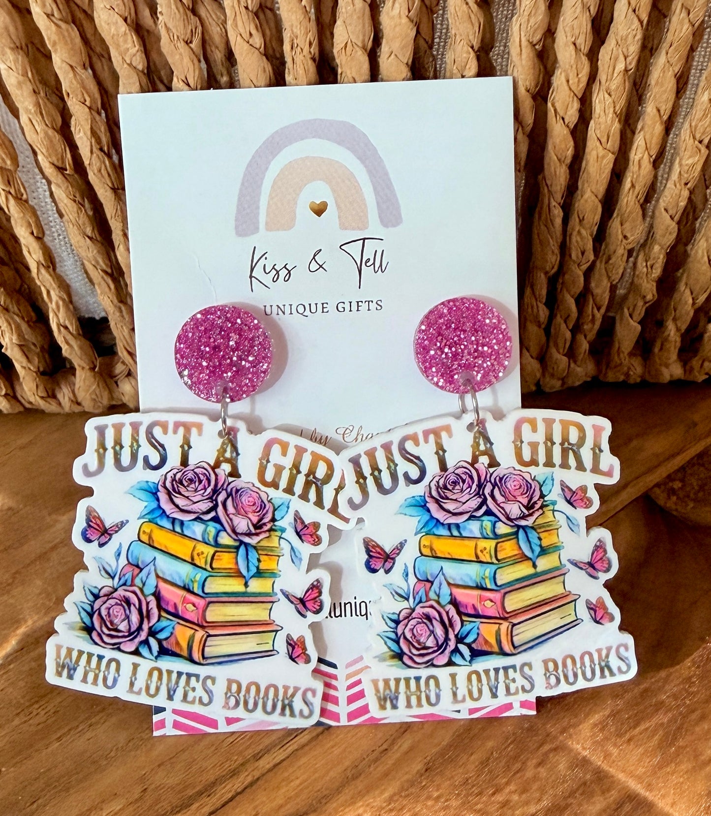 'Just a Girl Who Loves Books' Dangle Earrings