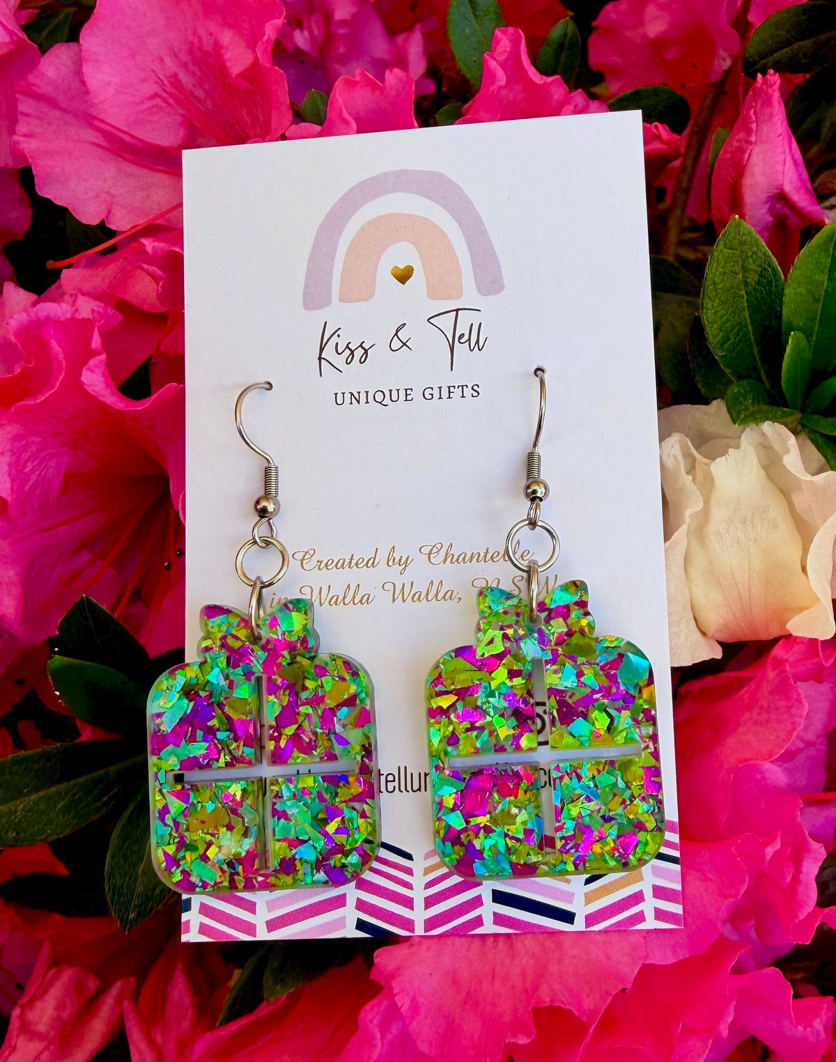 * NEW Sparkling Glitter Present Hoop Earrings