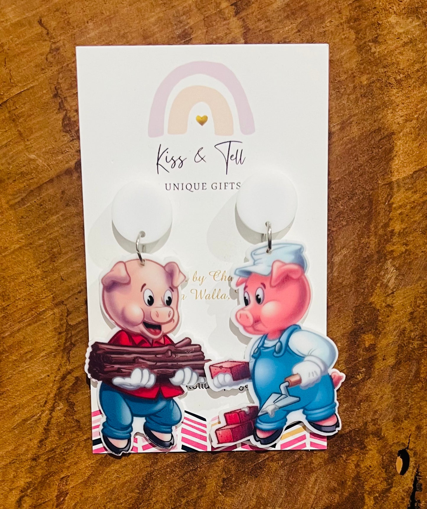 * SALE * Little Pigs Story Dangle Earrings