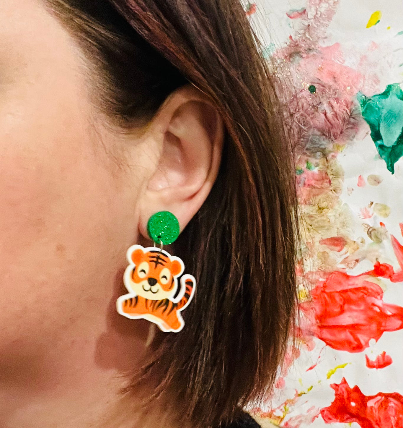 Cute Tiger Dangle Earrings