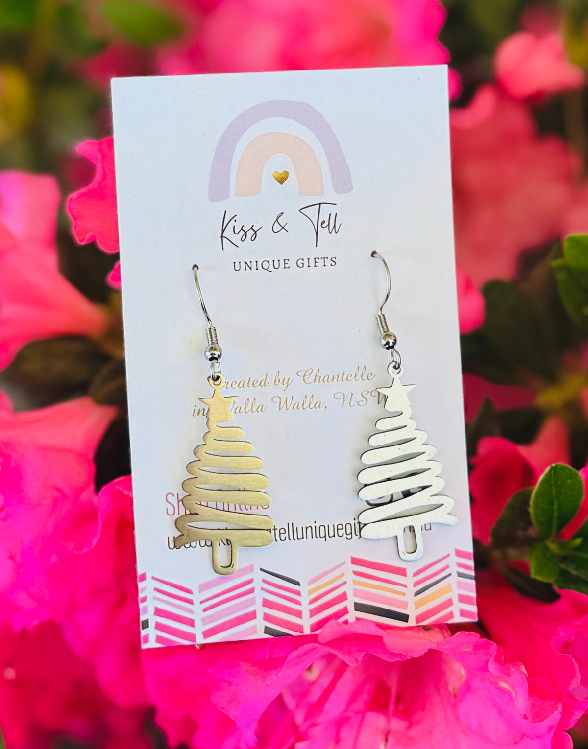 Silver Christmas Tree Dangle Earrings